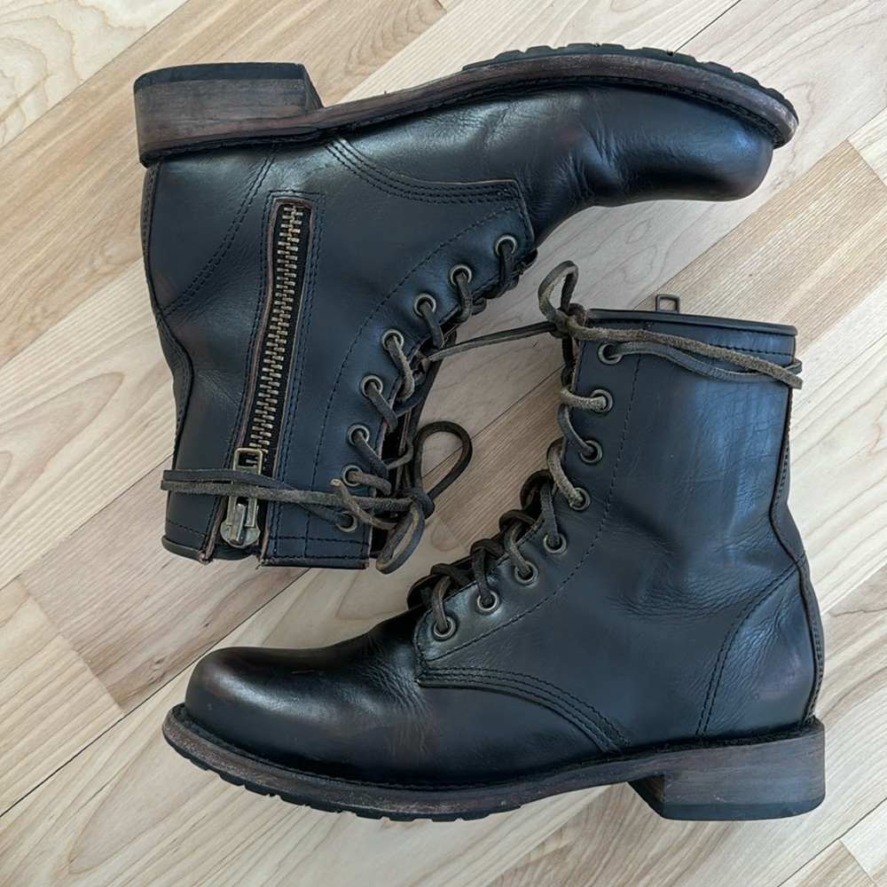 Freebird Manchester distressed combat boots black 9